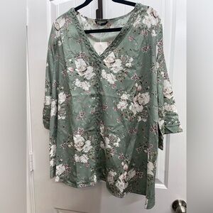 NWT! BloomChic Green Waffle Knit Lightweight Blouse Button Detail 14-16 …